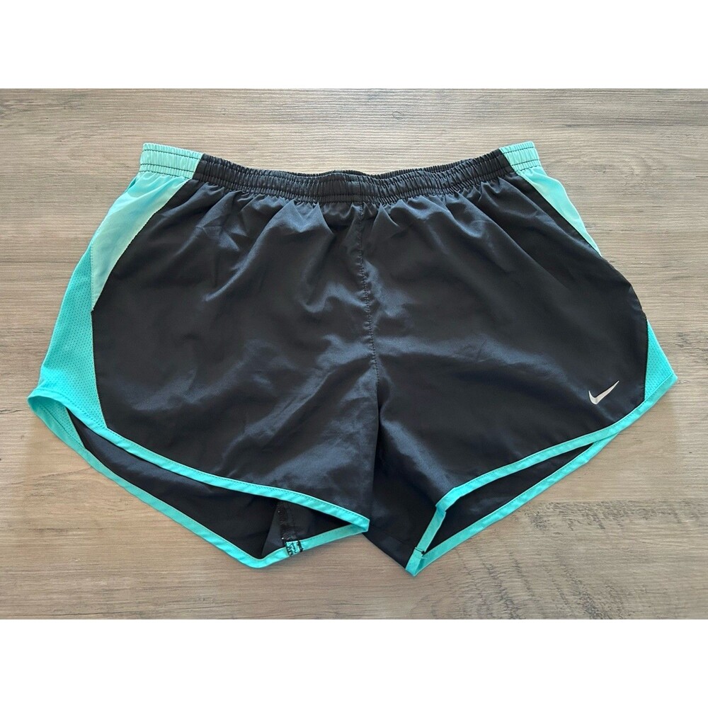 Nike Dri-Fit Women Running Shorts Tempo Lined  Black Aqua Green Size M